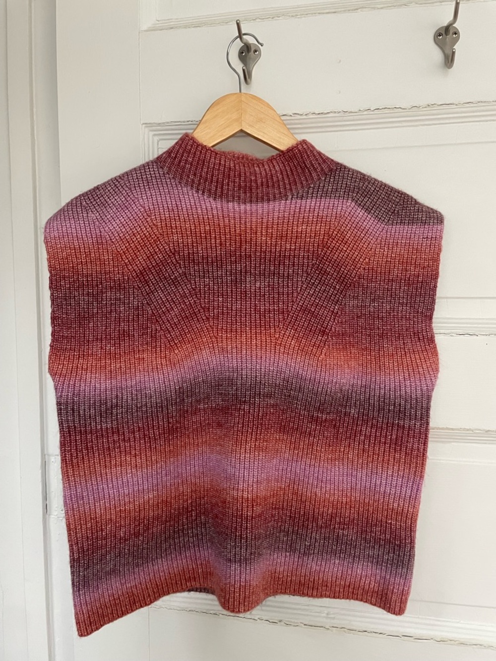 Deluc Striped Sleeveless Turtleneck Vest in Red and Pink